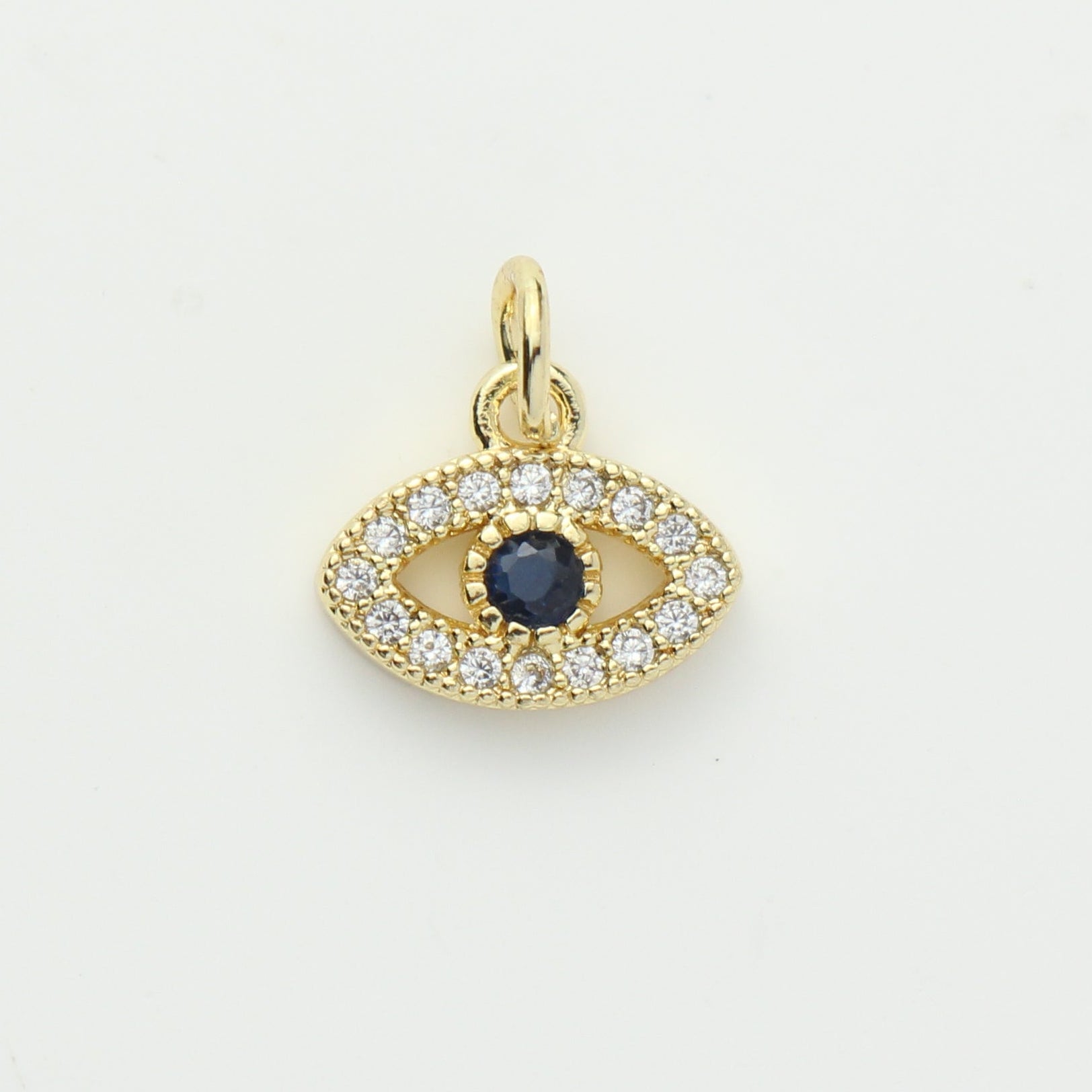 Gold Blue CZ Evil Eye Charm