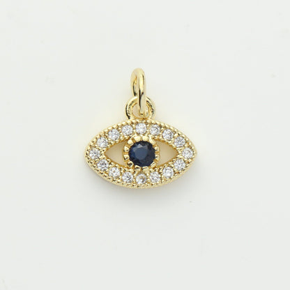 Gold Blue CZ Evil Eye Charm