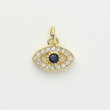Gold Blue CZ Evil Eye Charm