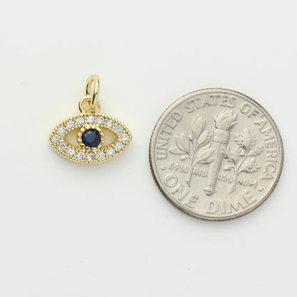 Gold Blue CZ Evil Eye Charm