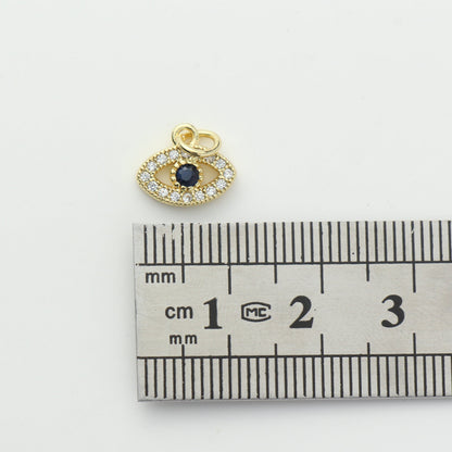 Gold Blue CZ Evil Eye Charm