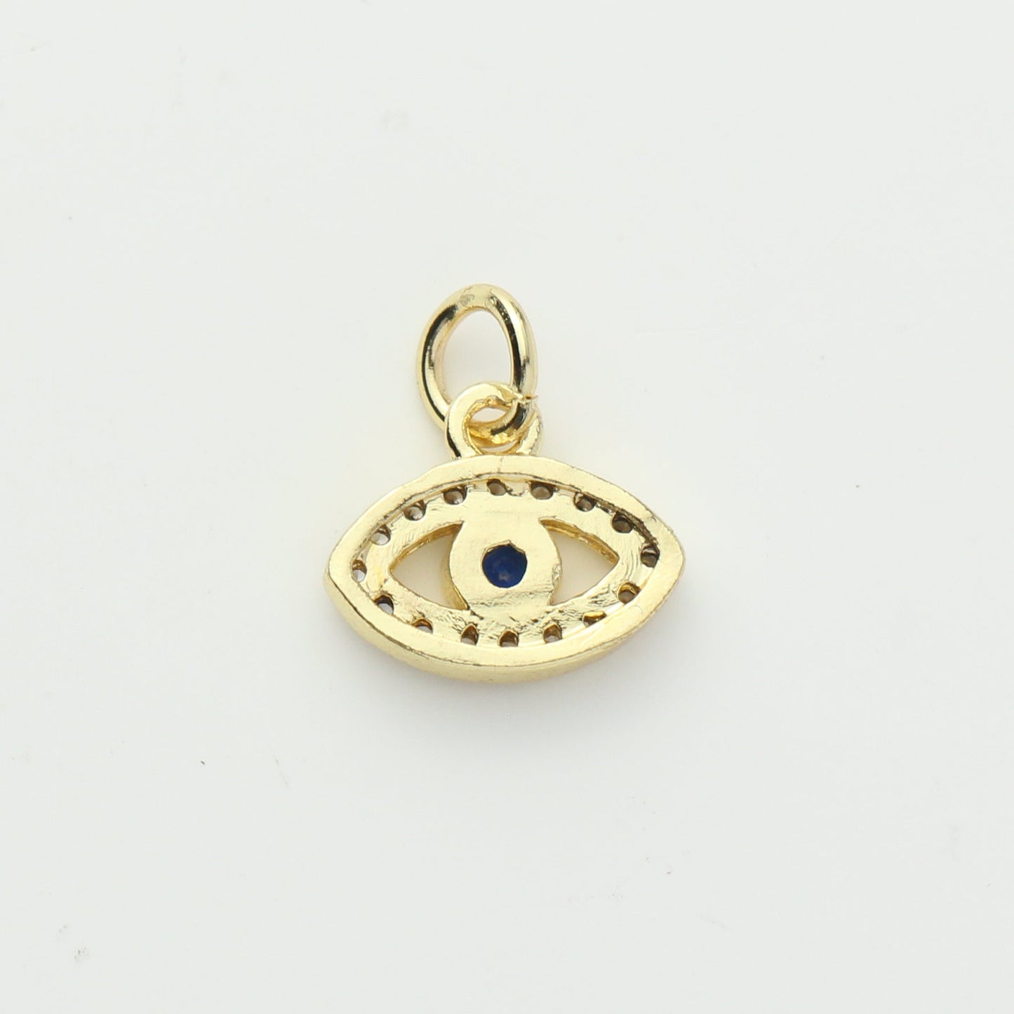 Gold Blue CZ Evil Eye Charm