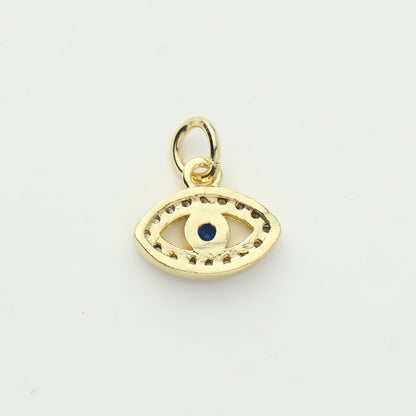 Gold Blue CZ Evil Eye Charm
