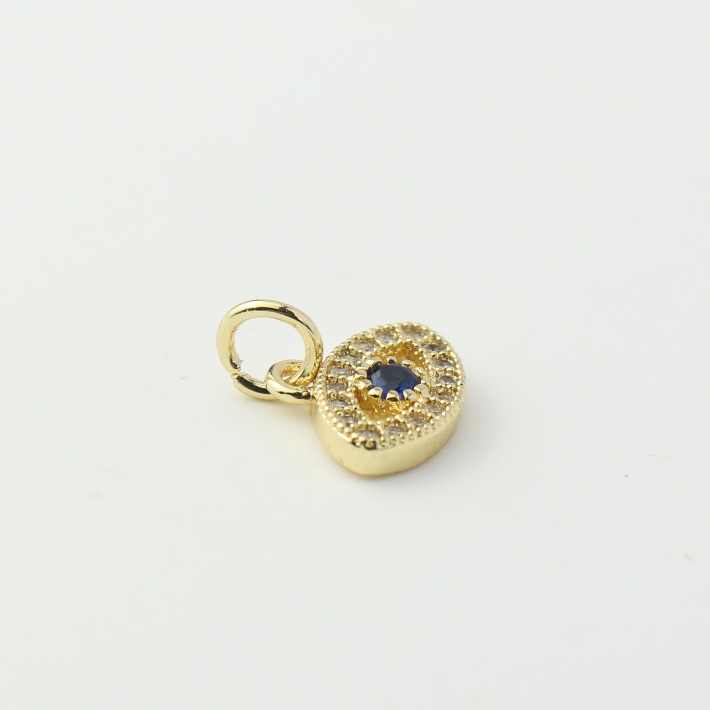 Gold Blue CZ Evil Eye Charm