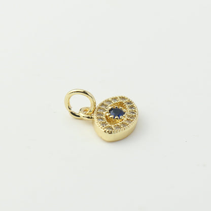 Gold Blue CZ Evil Eye Charm