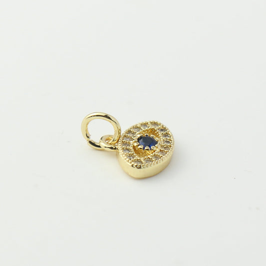 Gold Blue CZ Evil Eye Charm
