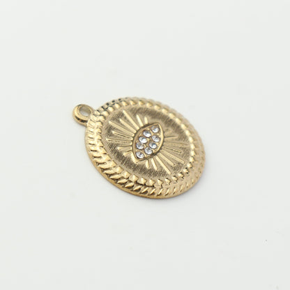 Gold Evil Eye Medallion Charm