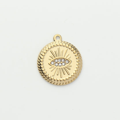 Gold Evil Eye Medallion Charm