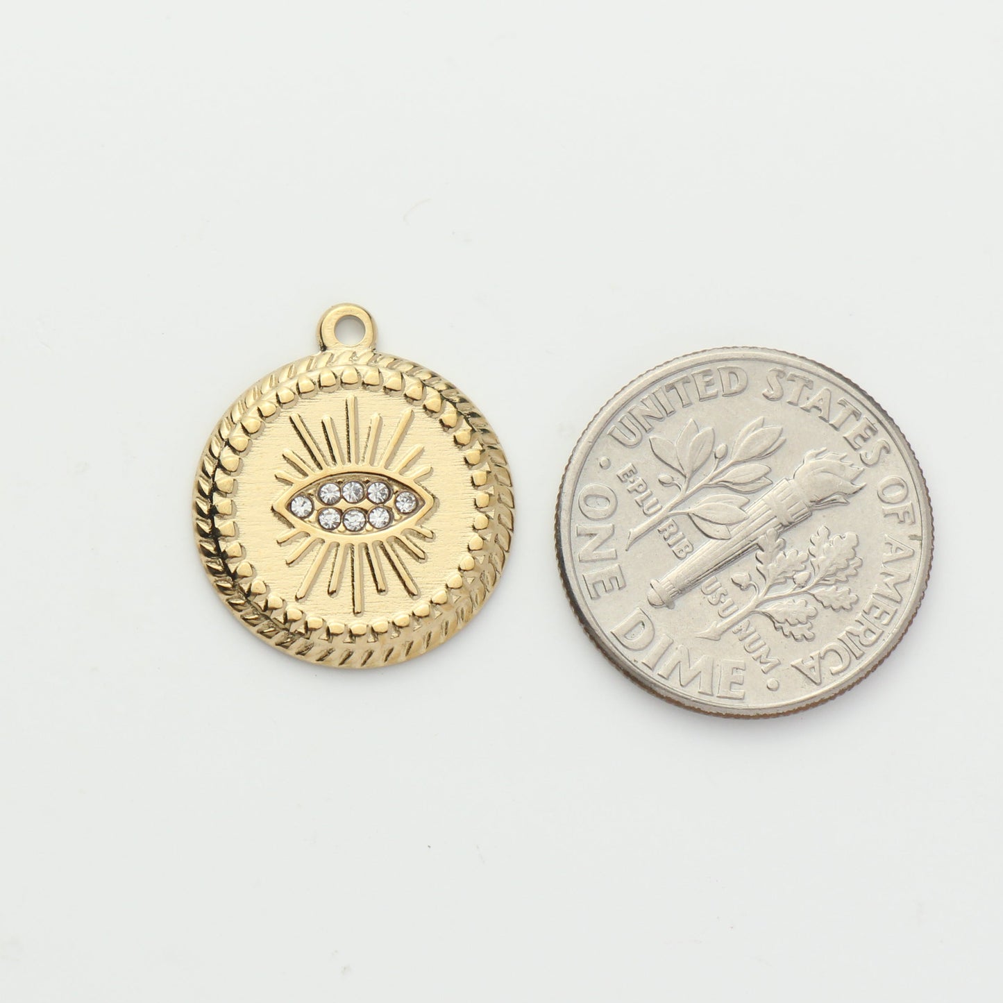 Gold Evil Eye Medallion Charm