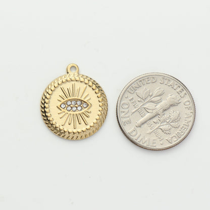 Gold Evil Eye Medallion Charm