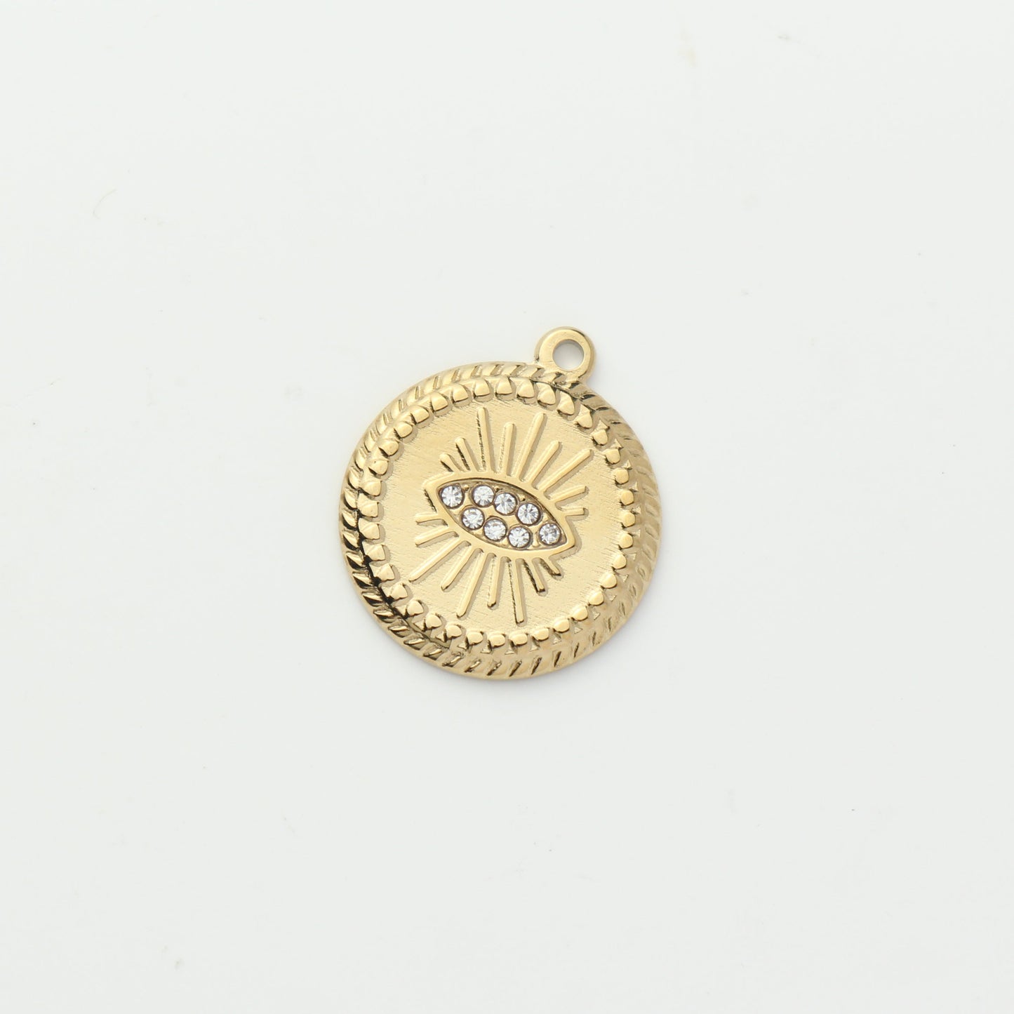 Gold Evil Eye Medallion Charm