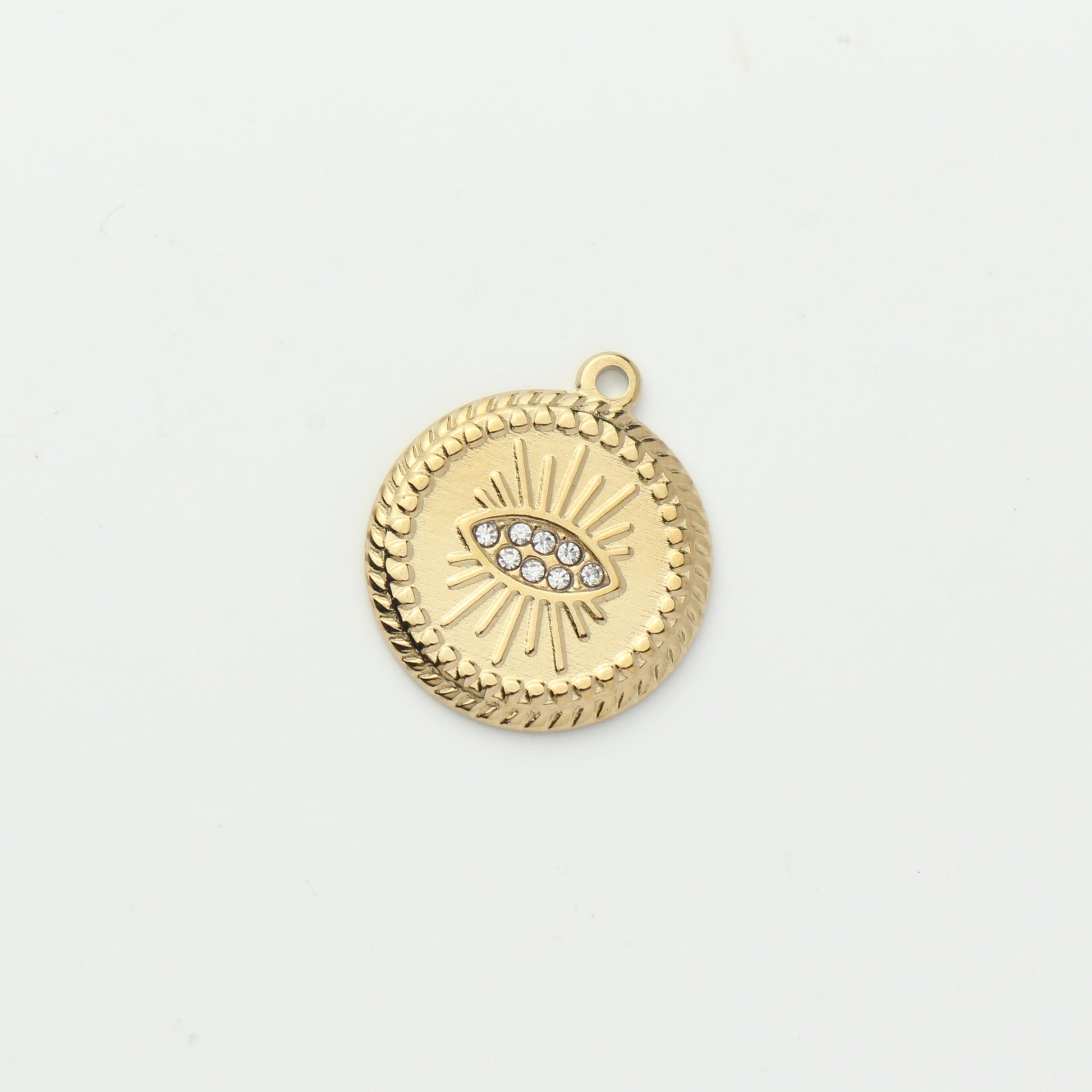 Gold Evil Eye Medallion Charm