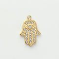 Gold CZ Hamsa Hand Evil Eye Charm