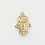 Gold CZ Hamsa Hand Evil Eye Charm