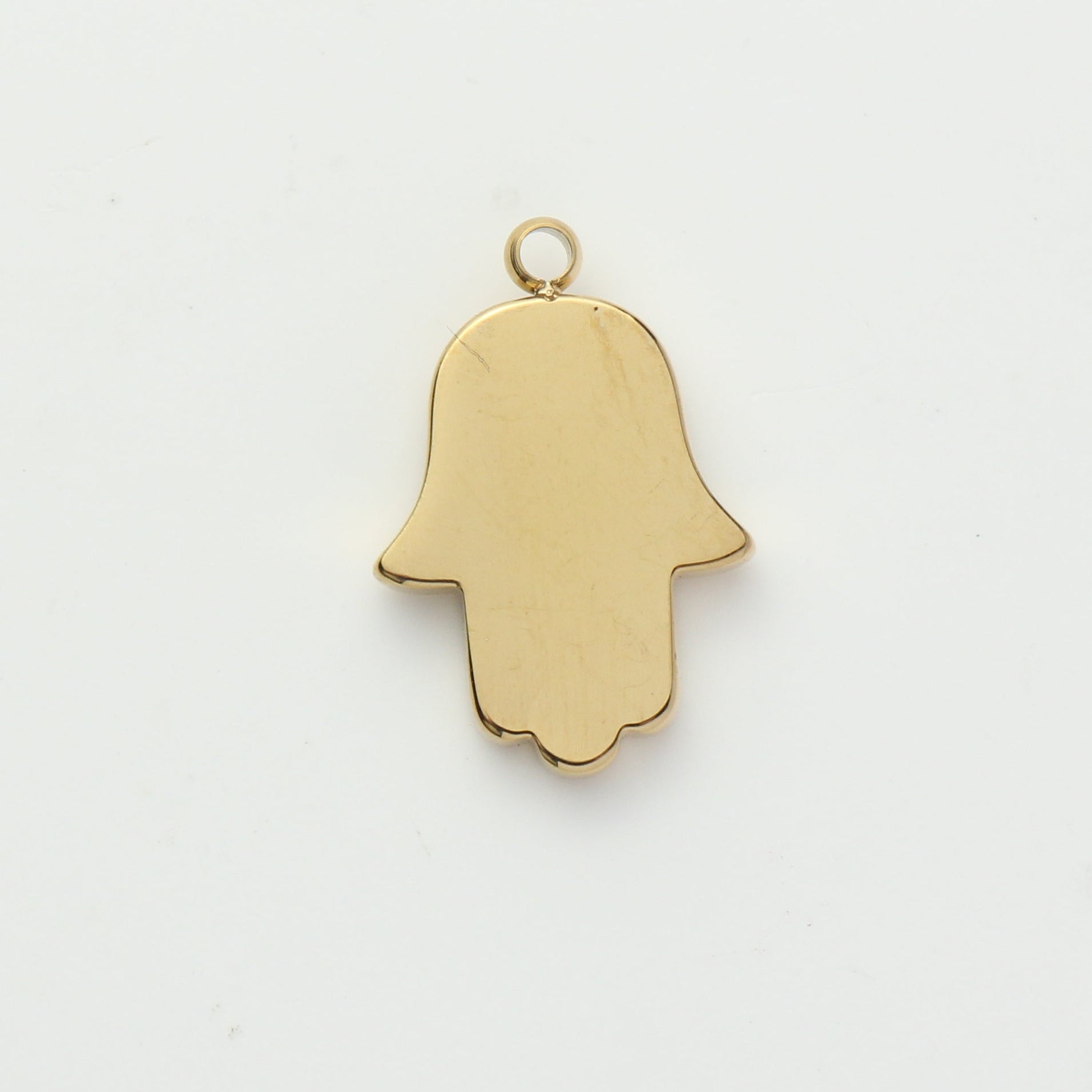 Gold CZ Hamsa Hand Evil Eye Charm