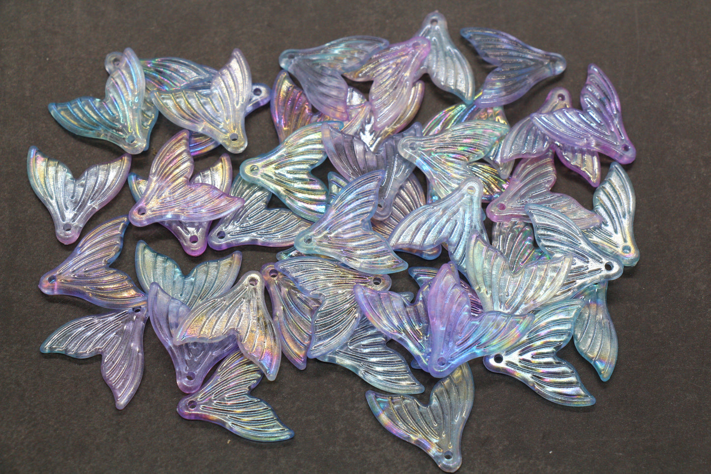 Mermaid tail acrylic bead with AB finish – ocean-inspired craft bead