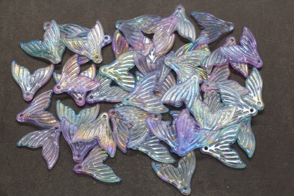 Mermaid tail acrylic bead with AB finish – ocean-inspired craft bead