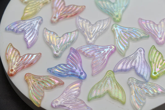 Mermaid tail acrylic bead with AB finish – ocean-inspired craft bead