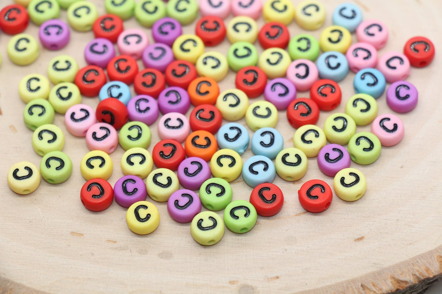 Round shape multicolor letter C beads for bracelet making