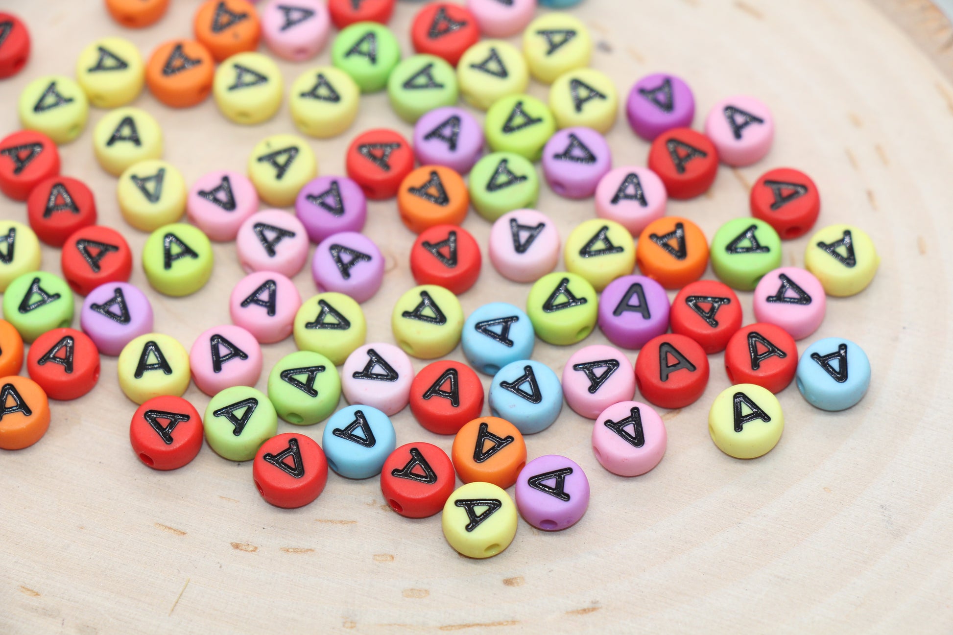 Round shape multicolor letter A beads for bracelet making