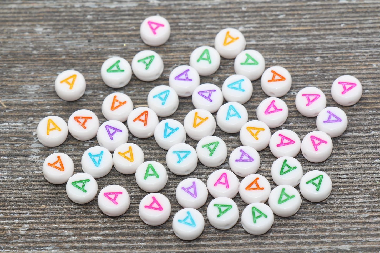 Multicolored Alphabet Beads, Round Name Beads, A-Z