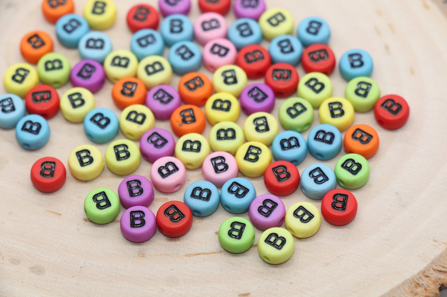 Round shape multicolor letter B beads for bracelet making