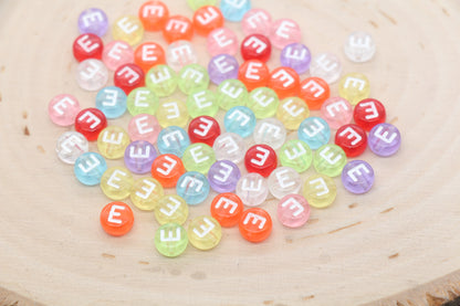 Translucent Alphabet Letter Beads, Flat Round Letter Beads A-Z