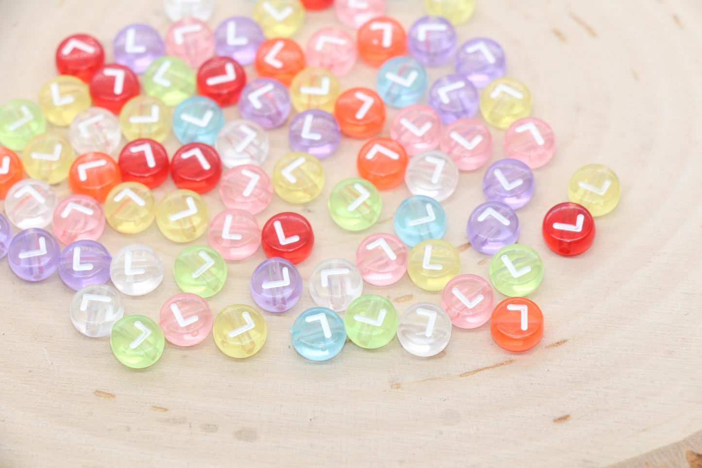 Translucent Alphabet Letter Beads, Flat Round Letter Beads A-Z