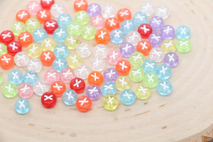 Translucent Alphabet Letter Beads, Flat Round Letter Beads A-Z