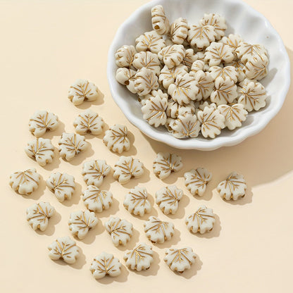 13 x 11mm Vintage Gold Acrylic Leaf Beads