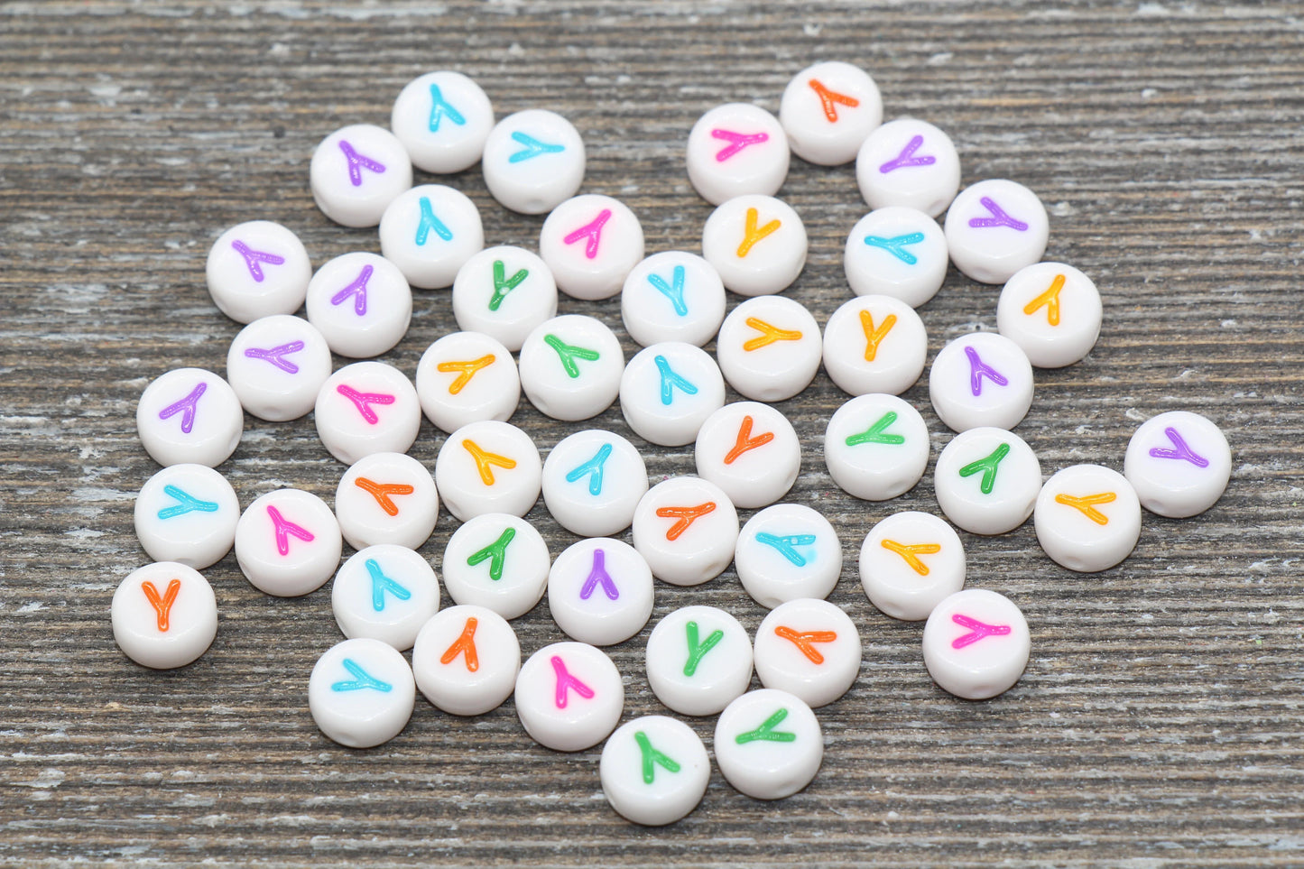 Multicolored Alphabet Beads, Round Name Beads, A-Z