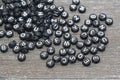 7mm Black Silver Acrylic Letter Beads, 1.5mm Hole