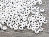 Letter A Alphabet Beads, White Alphabet Letter Beads, Acrylic White and Black Letters Beads, Round Acrylic Beads, Name Beads, Size 7mm
