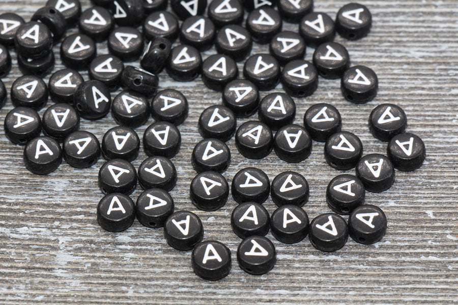 7mm Black A-Z Acrylic Letter Beads