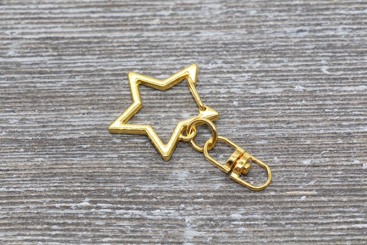 5 Star Clasp Key Chain, Star Key Rings, Star Lobster Swivel Clasp, Gold, Silver, Rose Gold, Light Gold Key Chain
