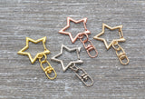 5 Star Clasp Key Chain, Star Key Rings, Star Lobster Swivel Clasp, Gold, Silver, Rose Gold, Light Gold Key Chain