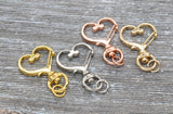 5 Heart Clasp Key Chain, Heart Swivel Clasp Key Rings, Heart Lobster Swivel Clasp, Available in Gold, Silver, Rose Gold Light Gold