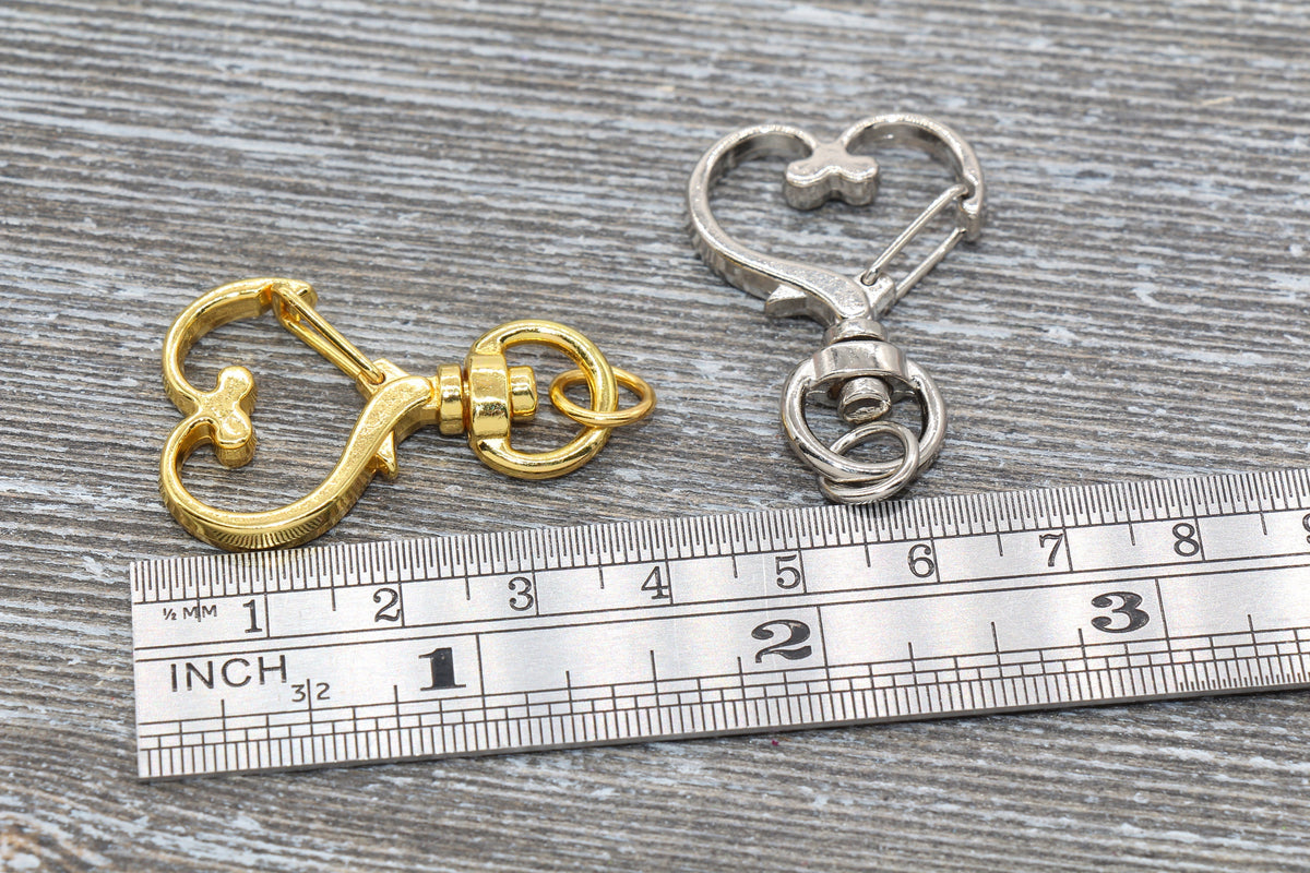 5 Heart Clasp Key Chain, Heart Swivel Clasp Key Rings, Heart Lobster Swivel Clasp, Available in Gold, Silver, Rose Gold Light Gold