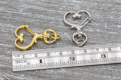 5 Heart Clasp Key Chain, Heart Swivel Clasp Key Rings, Heart Lobster Swivel Clasp, Available in Gold, Silver, Rose Gold Light Gold