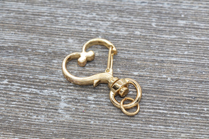 5 Heart Clasp Key Chain, Heart Swivel Clasp Key Rings, Heart Lobster Swivel Clasp, Available in Gold, Silver, Rose Gold Light Gold