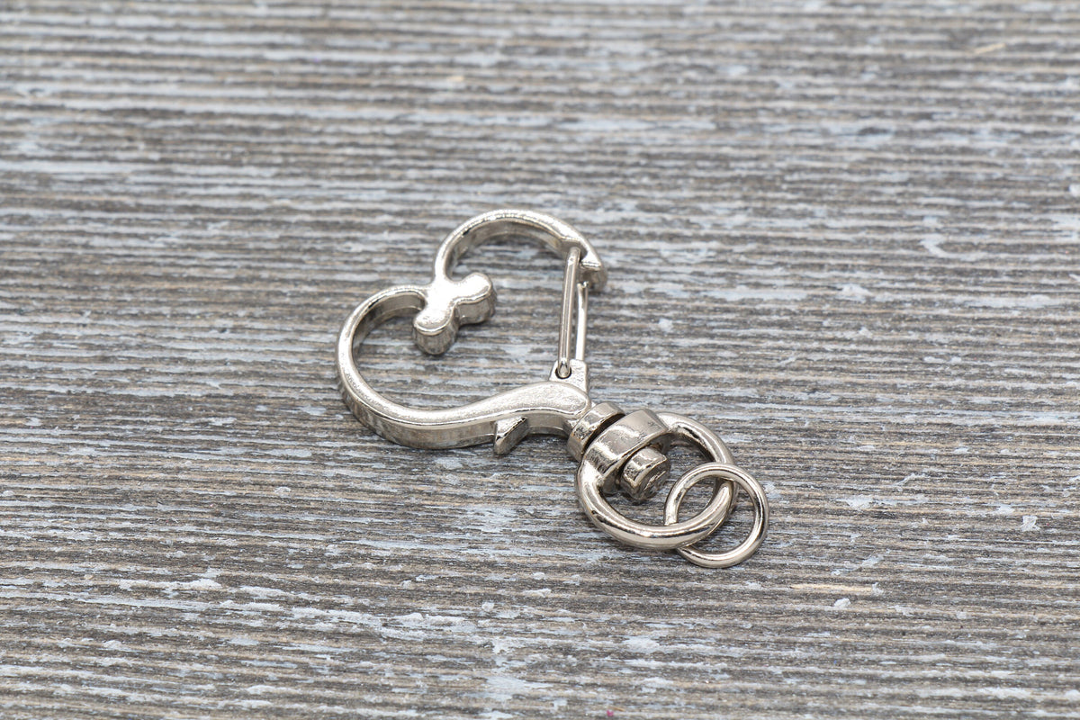 5 Heart Clasp Key Chain, Heart Swivel Clasp Key Rings, Heart Lobster Swivel Clasp, Available in Gold, Silver, Rose Gold Light Gold