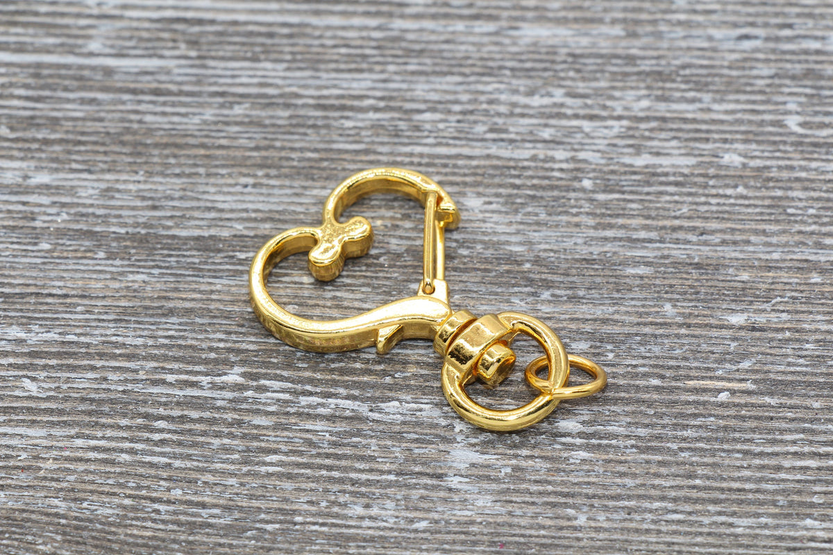 5 Heart Clasp Key Chain, Heart Swivel Clasp Key Rings, Heart Lobster Swivel Clasp, Available in Gold, Silver, Rose Gold Light Gold