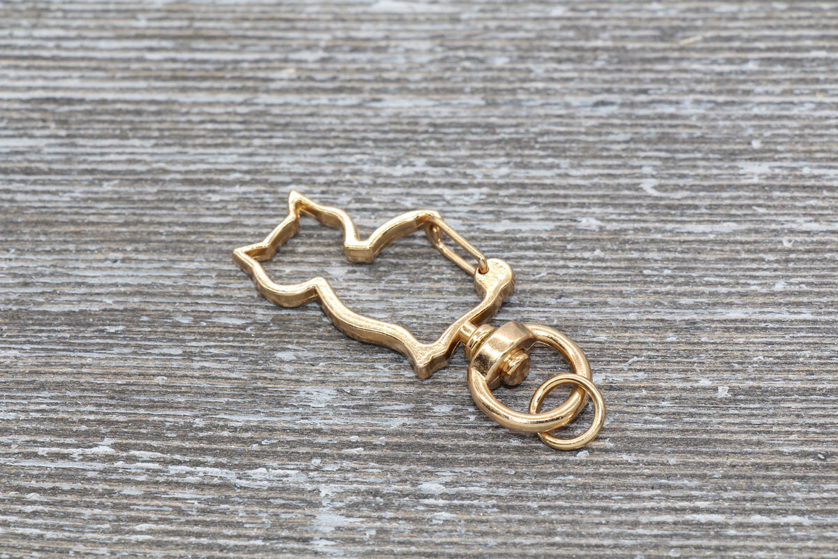 5 Cat Clasp Key Chain, Cat Shape Swivel Clasp Key Rings, Cat Lobster Swivel Clasp, Available in Gold, Silver, Rose Gold, Light Gold