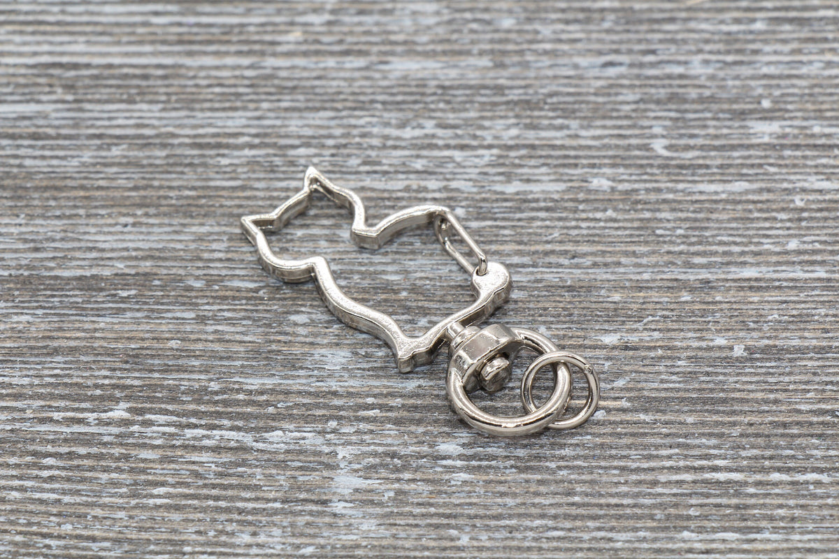 5 Cat Clasp Key Chain, Cat Shape Swivel Clasp Key Rings, Cat Lobster Swivel Clasp, Available in Gold, Silver, Rose Gold, Light Gold