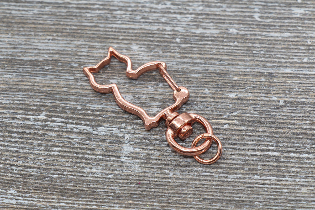 5 Cat Clasp Key Chain, Cat Shape Swivel Clasp Key Rings, Cat Lobster Swivel Clasp, Available in Gold, Silver, Rose Gold, Light Gold