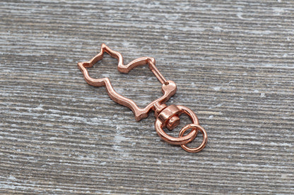 5 Cat Clasp Key Chain, Cat Shape Swivel Clasp Key Rings, Cat Lobster Swivel Clasp, Available in Gold, Silver, Rose Gold, Light Gold