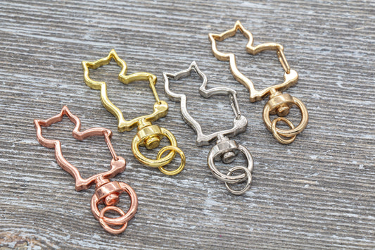 5 Cat Clasp Key Chain, Cat Shape Swivel Clasp Key Rings, Cat Lobster Swivel Clasp, Available in Gold, Silver, Rose Gold, Light Gold