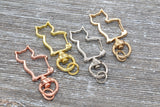 5 Cat Clasp Key Chain, Cat Shape Swivel Clasp Key Rings, Cat Lobster Swivel Clasp, Available in Gold, Silver, Rose Gold, Light Gold