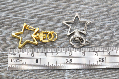 5 Star Clasp Key Chain, Star Swivel Clasp Key Rings, Star Lobster Swivel Clasp, Available in Gold, Silver, Rose Gold, Light Gold