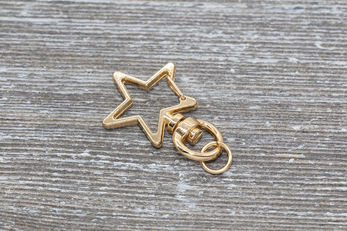 5 Star Clasp Key Chain, Star Swivel Clasp Key Rings, Star Lobster Swivel Clasp, Available in Gold, Silver, Rose Gold, Light Gold